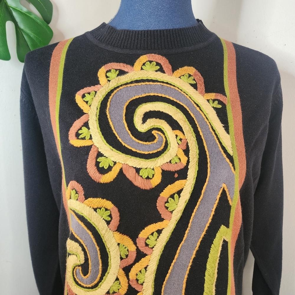 Vintage Bob Mackie Wearable Art Crewneck Embroide… - image 2